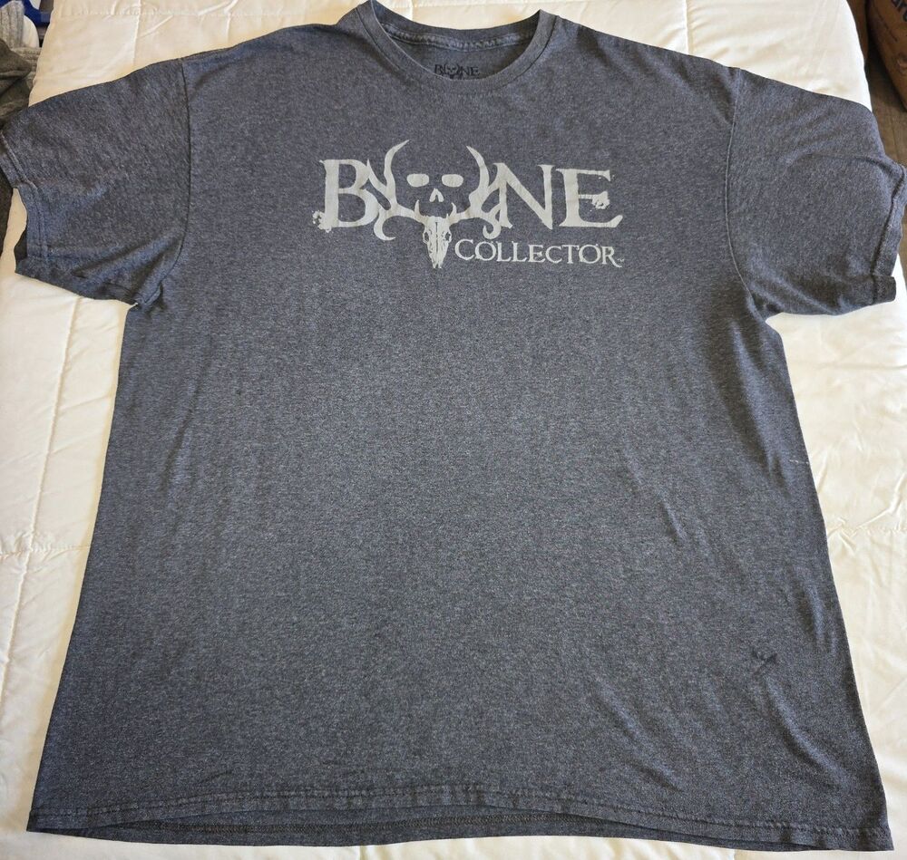 Bone Collector Men’s Gray T-Shirt Size 2XL Grunge Halloween Skater Skull